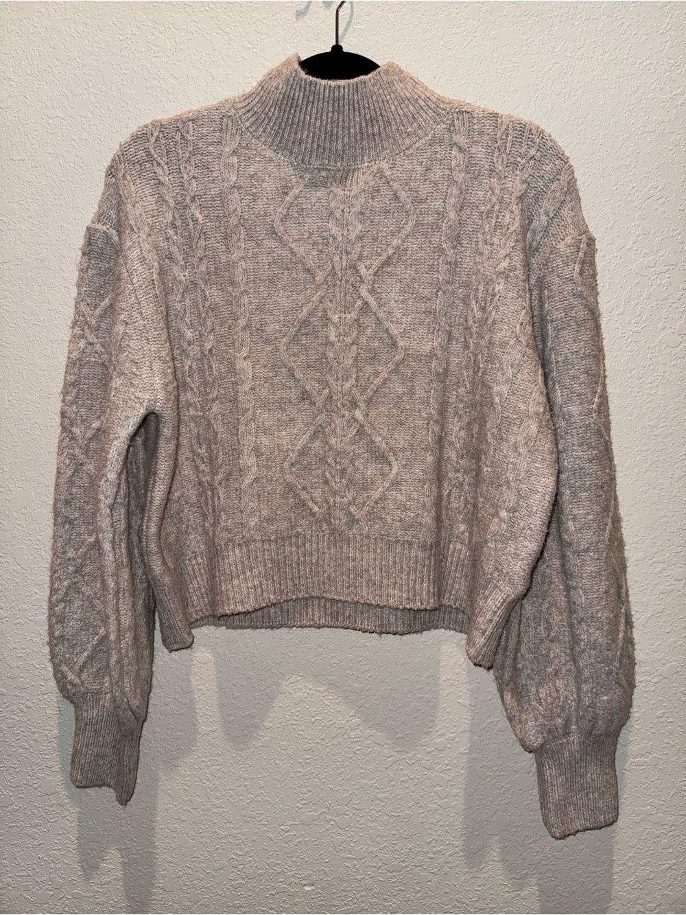 Vigoss Cable-Knit Turtleneck Sweater - Light Taupe